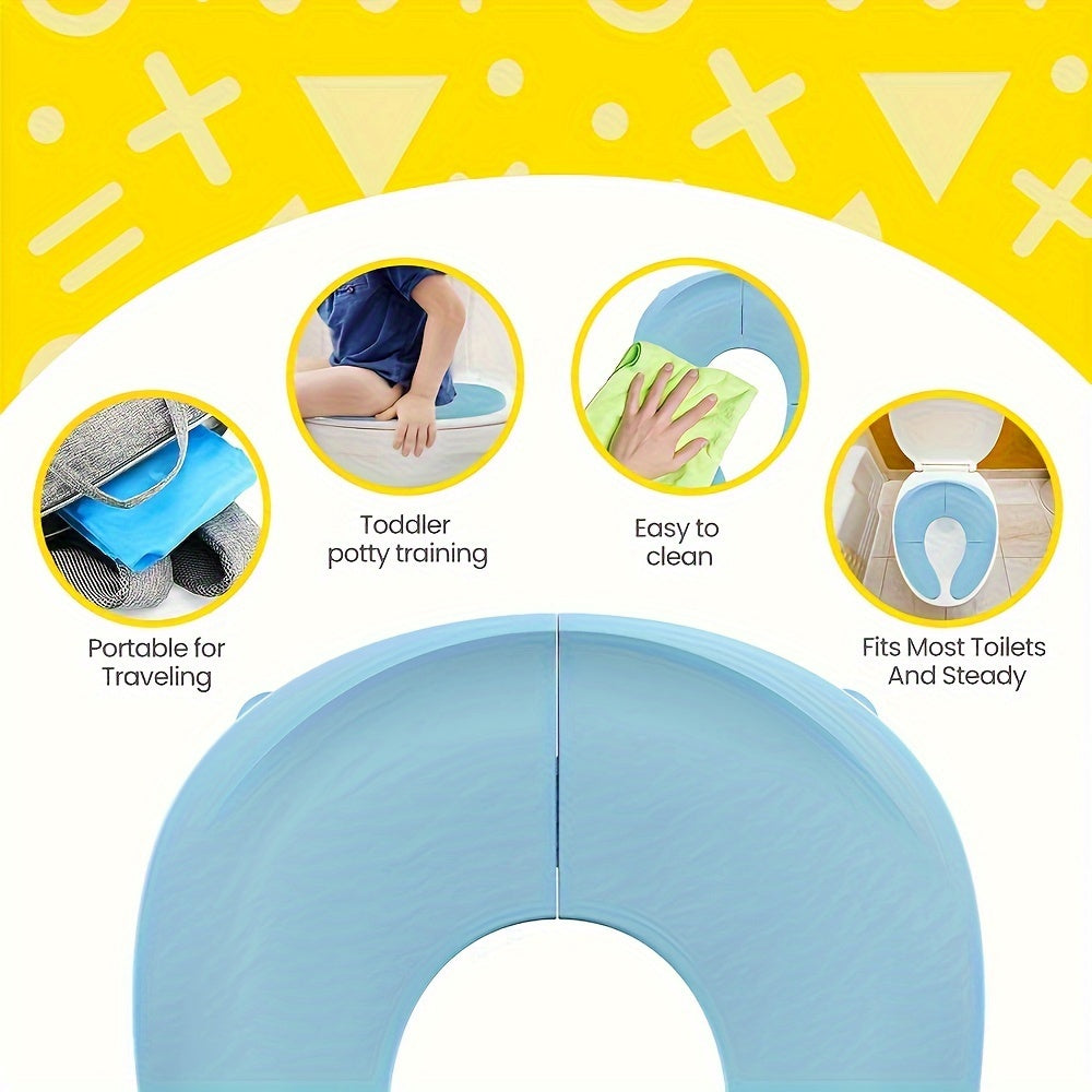 Travel Toilet Seat Cover that is Portable, Folding, and Non-Slip - Made with Easy to Clean PVC Material, Recyclable Potty Training Solution for Boys and Girls