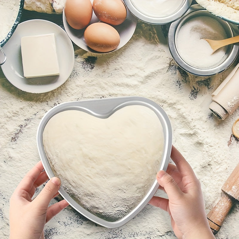 Heart-Shaped Non-Stick Aluminum Cake Mold with Removable Bottom - Perfect for Valentine's Day, Christmas, Easter, Ramadan, and Thanksgiving | Comes in sizes ranging from 7.62cm to 25.4cm