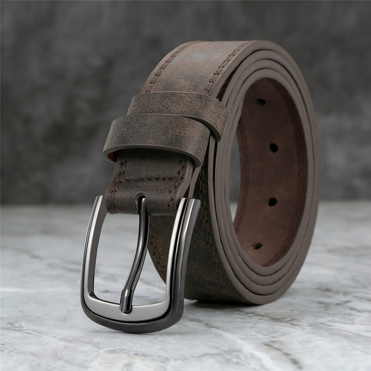 Stylish wide stitching belt with alloy buckle for jeans and trousers, great for daily wear.