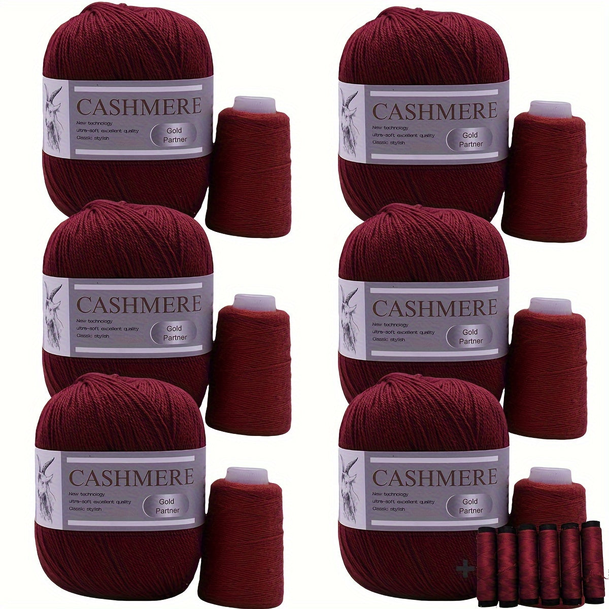 6 luxurious cashmere yarns for hand knitting and crocheting. Ideal for making sweaters, scarves, hats, shawls, cardigans, and gloves. High-quality, soft, warm, multicolored bundle in 10.58