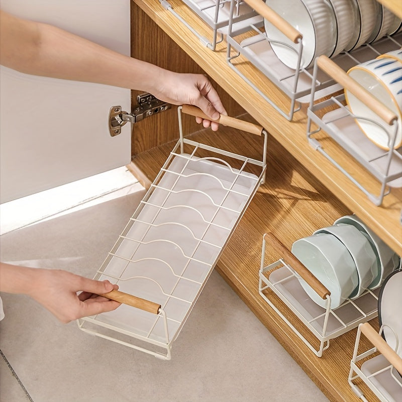 Metal Dish Rack that Saves Space - No drilling required, keeps dishes and utensils organized on the countertop, ideal for efficient kitchen storage.