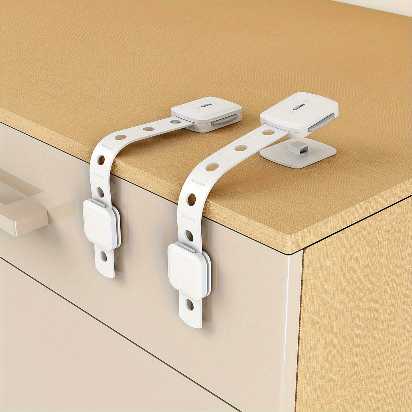 Multifunctional Safety Locks - Choose from sets of 4, 6, 8, or 10. Adjustable Drawer Locks that require no drilling for installation. Perfect for cabinets, drawers, refrigerators, dishwashers, and toilet seats.