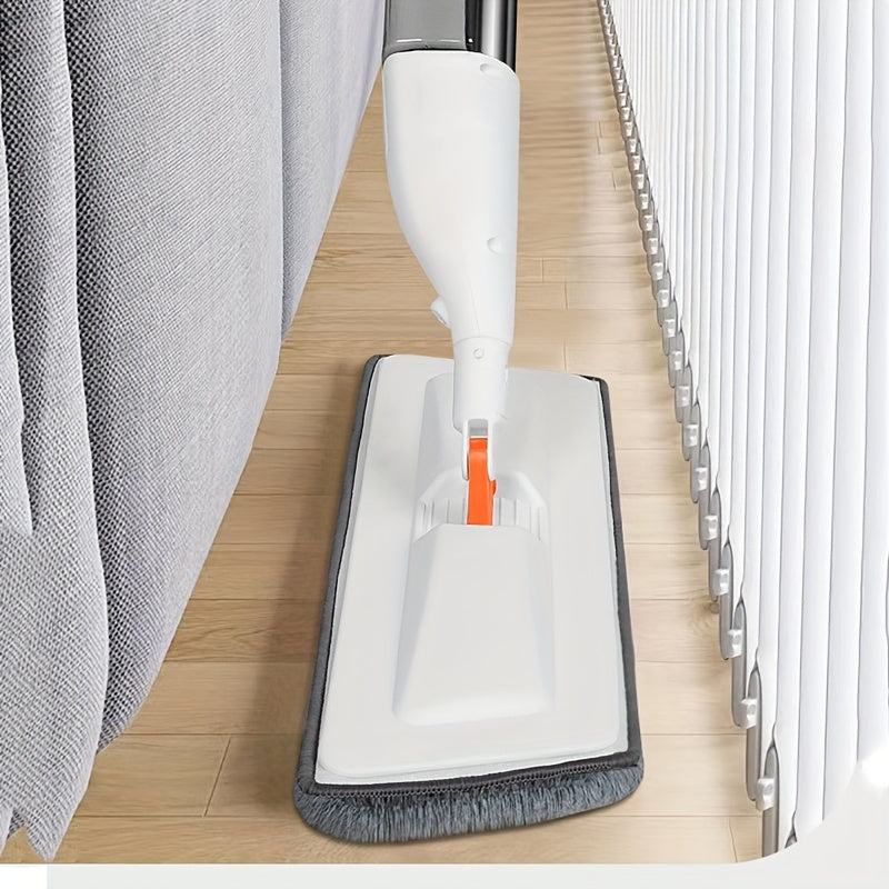 Efficient Cleaning Tool: Stainless Steel Spray Mop with Reusable Microfiber Pad for Wet and Dry Floor Cleaning in Home and Commercial Spaces. Perfect for Living Room, Bathroom, Kitchen, Tile, and Hardwood Floors. Dual-Use System for Maximum Convenience.