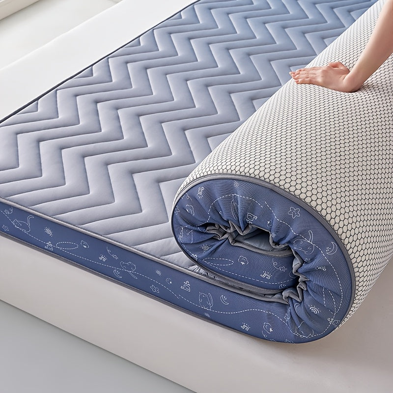 Orthopedic 3D Latex Memory Foam Mattress Topper with Quilted Design, Soft and Breathable, Pressure-Relieving Sleep Experience, Polyester Cover, No Power Needed