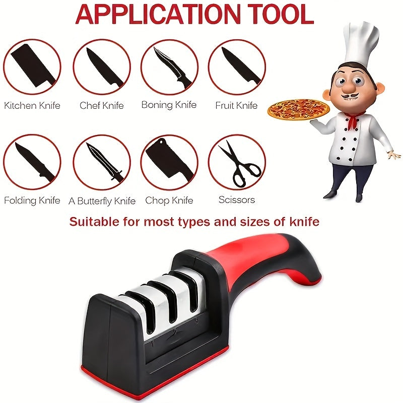 New Household Knife Sharpener Kitchen Accessories: Hangable Four-section Knife Sharpener for Multi-functional Hand-held Quick Knife Sharpener in the Kitchen