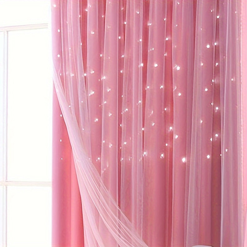 Upgrade your living space with our Modern Hollow Star Curtains. With two layers of soft, breathable fabric, they are perfect for adding a touch of elegance to your living room, bedroom, or study room decor.