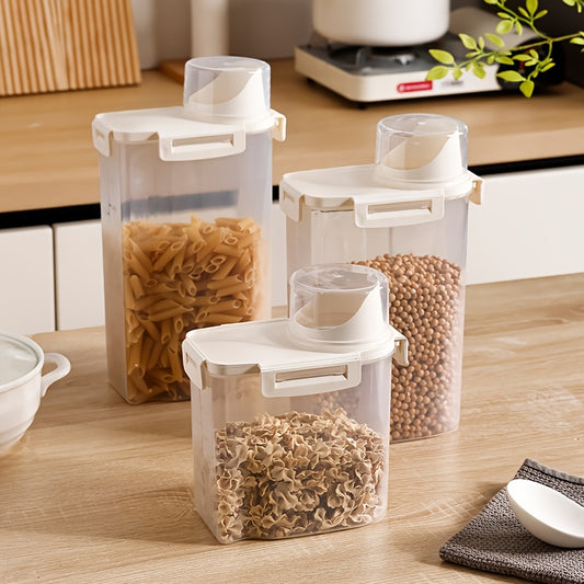 Airtight pet food storage containers set for cat and dog food. Made of PP material in various sizes, stackable and moisture-proof. Can also be used for grain and cereal dispensers with