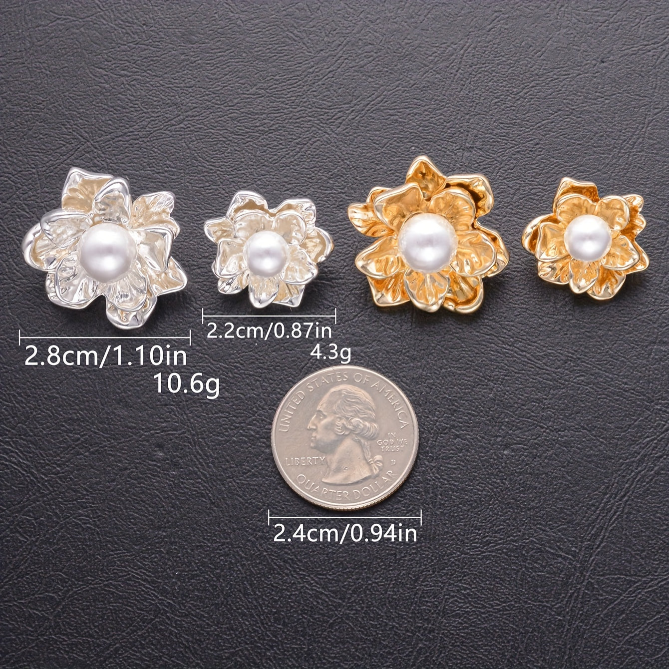 Set of 3 Fashionable Pearl Flower Buttons, Made of Alloy, featuring a Simple and Novel Style. Ideal for DIY Hand Sewn Decoration for Shirts, Sweaters, Coats, Jackets, Bags, Hats, and Bouquets. Perfect for Women's Novelty Pins and Brooches.