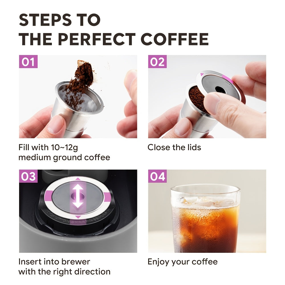 Stainless Steel Reusable K-Cup Filters in 1, 2, or 4 Pack Options - Compatible with Keurig 2.0 & 1.0 Coffee Machines and K-Cup Coffee Makers - Universal K-Cup Pods Included