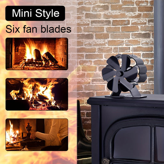 6 Blade Aluminum Silent Table Fan for Home Heating - Decor Heat Powered Stove Fan, Portable Non-Electric Fireplace Accessory with Multiple Components for Indoor Heat Distribution