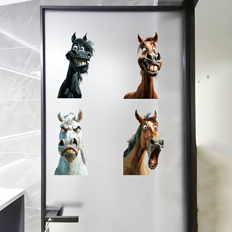 Funny animal expression window sticker for glass, car, mirror, bathroom, and home wall decoration. Made of PVC material with art deco style, self-adhesive and waterproof. Can be easily removed and is moisture-resistant.