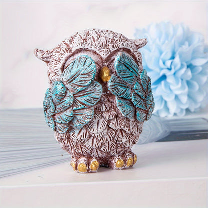 Set of 3 European-style owl figurines, perfect for wine cabinet, living room, office desk, or home decor.