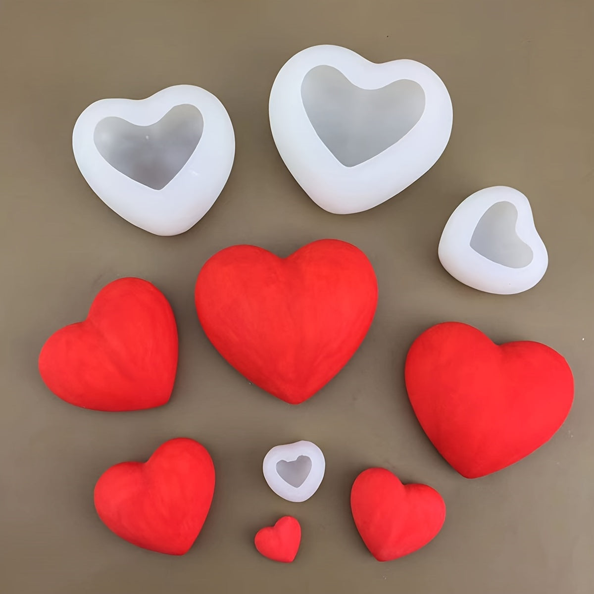 Two Love Heart Shaped Fondant Molds, 3D Silicone Mold Set for Candy and Crafts, Perfect for DIY Cake Decorating, Baking, and Kitchen Accessories, ideal for Valentine's Day Decorations.