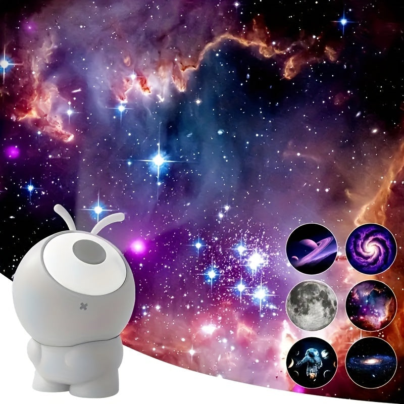 1pc 6-in-1 Star Projector Galaxy Light for Bedroom Decor, Constellation Projection, Rechargeable Night Light with 360° Rotation.