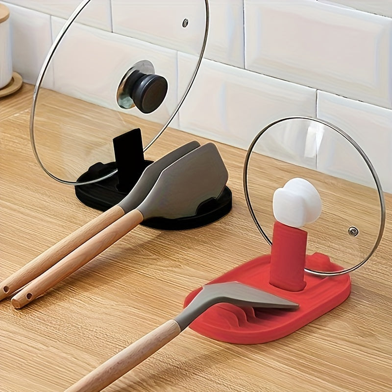 Foldable Plastic Spatula/Spoon Rest that can also be used as a Pot Lid Holder and Tableware Storage Rack, serving as a Kitchen Organizer for all your Kitchen Supplies and Tools, along with additional Storage Accessories.