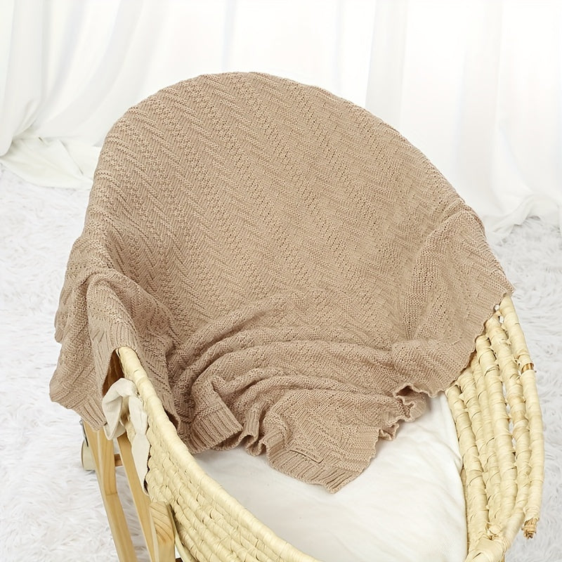 Soft, solid color blanket perfect for home and travel use, hand-knitted with care.