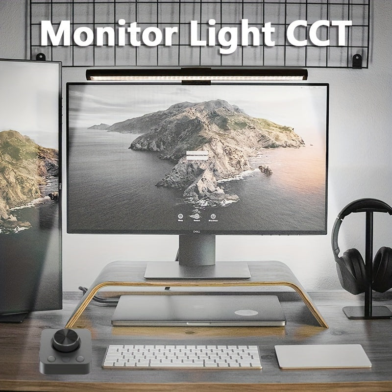 USB-Powered Monitor Light Bar with Mechanical Switch & Wireless Remote, 92 LEDs, Stepless Dimming, 3000-6500K Color Temperature, Matte Metal Finish - Ideal for Home & Office, Portable