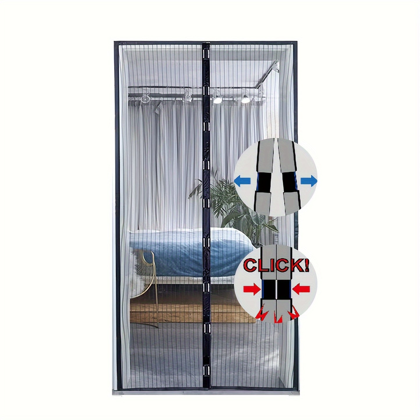 Magnetic screen door keeps bugs out, lets fresh air in all year round. Perfect for bedrooms and home decor, hands-free and self-sealing.