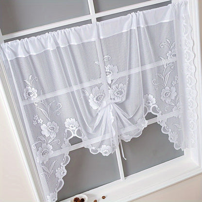 Stylish Floral Lace Sheer Curtain with Rod Pocket for Effortless Hanging, Ideal for Enhancing Living Room and Bedroom Décor