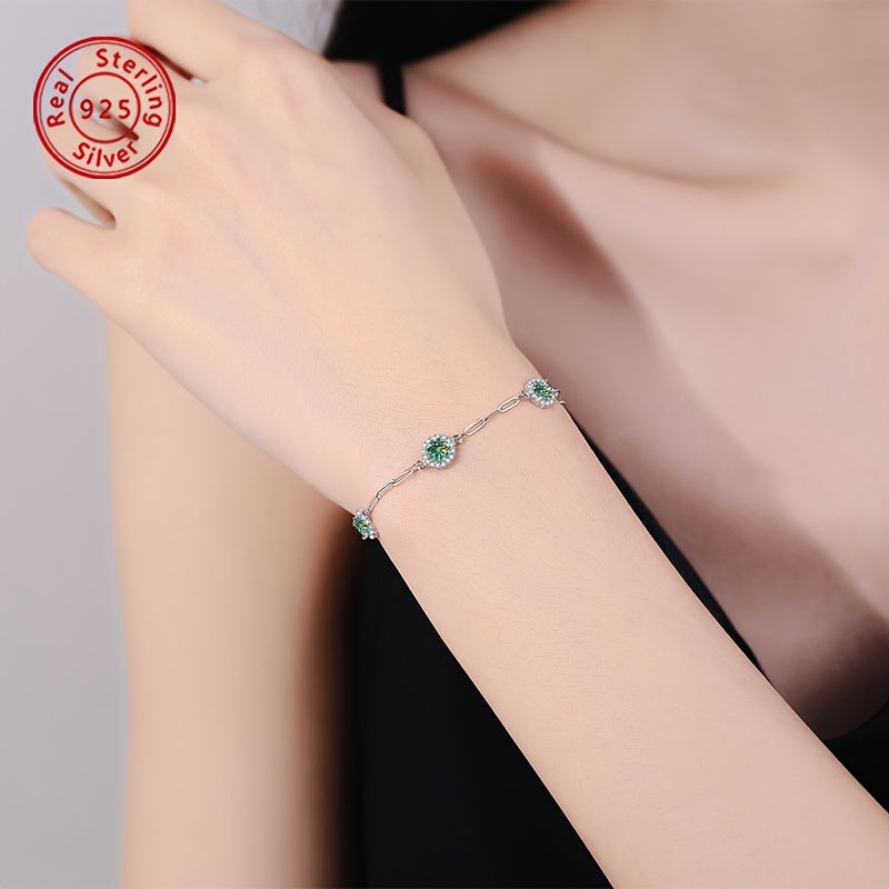 Add a touch of elegance to your ensemble with this stunning 925 Sterling Silver bracelet featuring a 1.5 Carat Moissanite stone. Perfect for daily wear, parties, birthdays, Valentine's Day, Christmas, or as a special New Year gift for the stylish woman