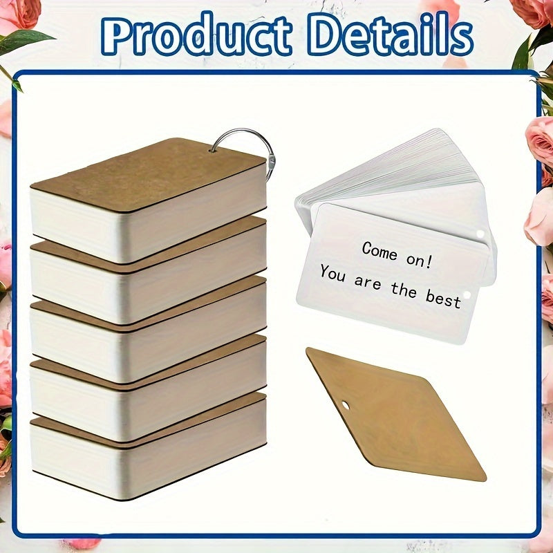 300-pack kraft flash cards with binder rings for studying and office use.