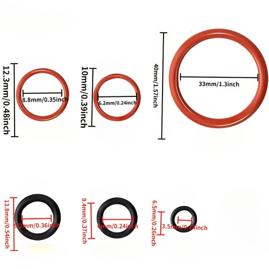 Maintenance kit for espresso machines consisting of 15 easy-to-install anti-leakage valve steam O-rings. Made of durable rubber, safe to use, washable, and does not require power.