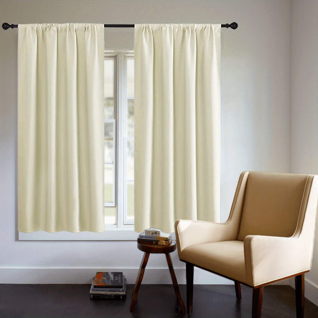 One Blackout Curtain (1 Panel) - Thick Rod Pocket Curtain for Heat Insulation and Light Blocking in Bedroom, 200g;