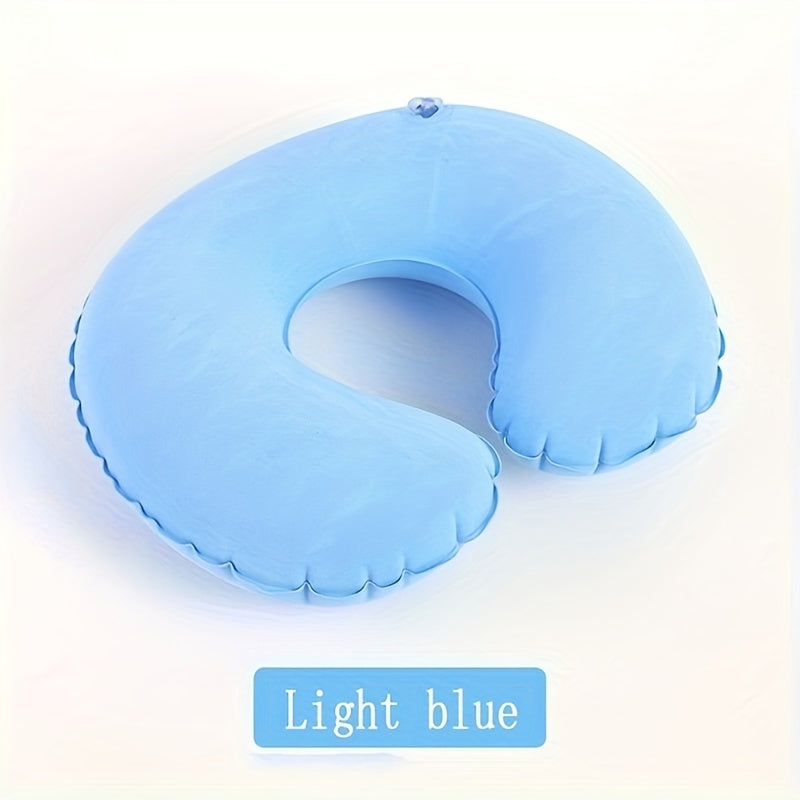 Inflatable C-Shaped Travel Pillow for Car and Airplane - Neck Support Round Pillow