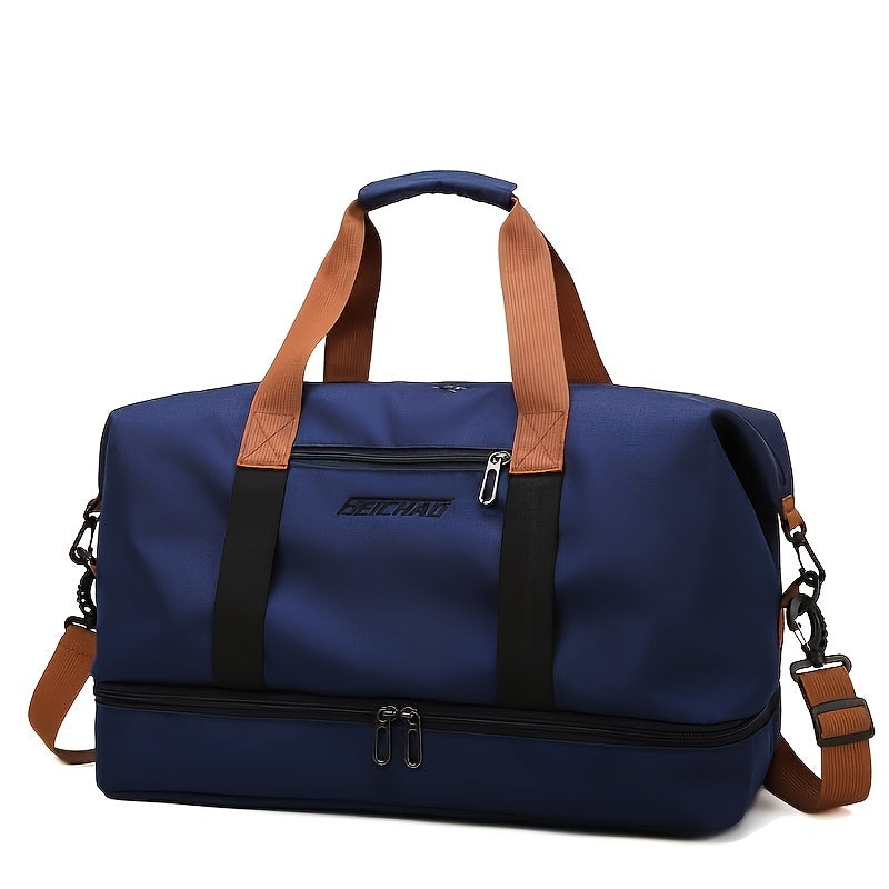 Stylish large capacity travel bag with separate compartments for wet and dry items, perfect for outings, fitness, and college.