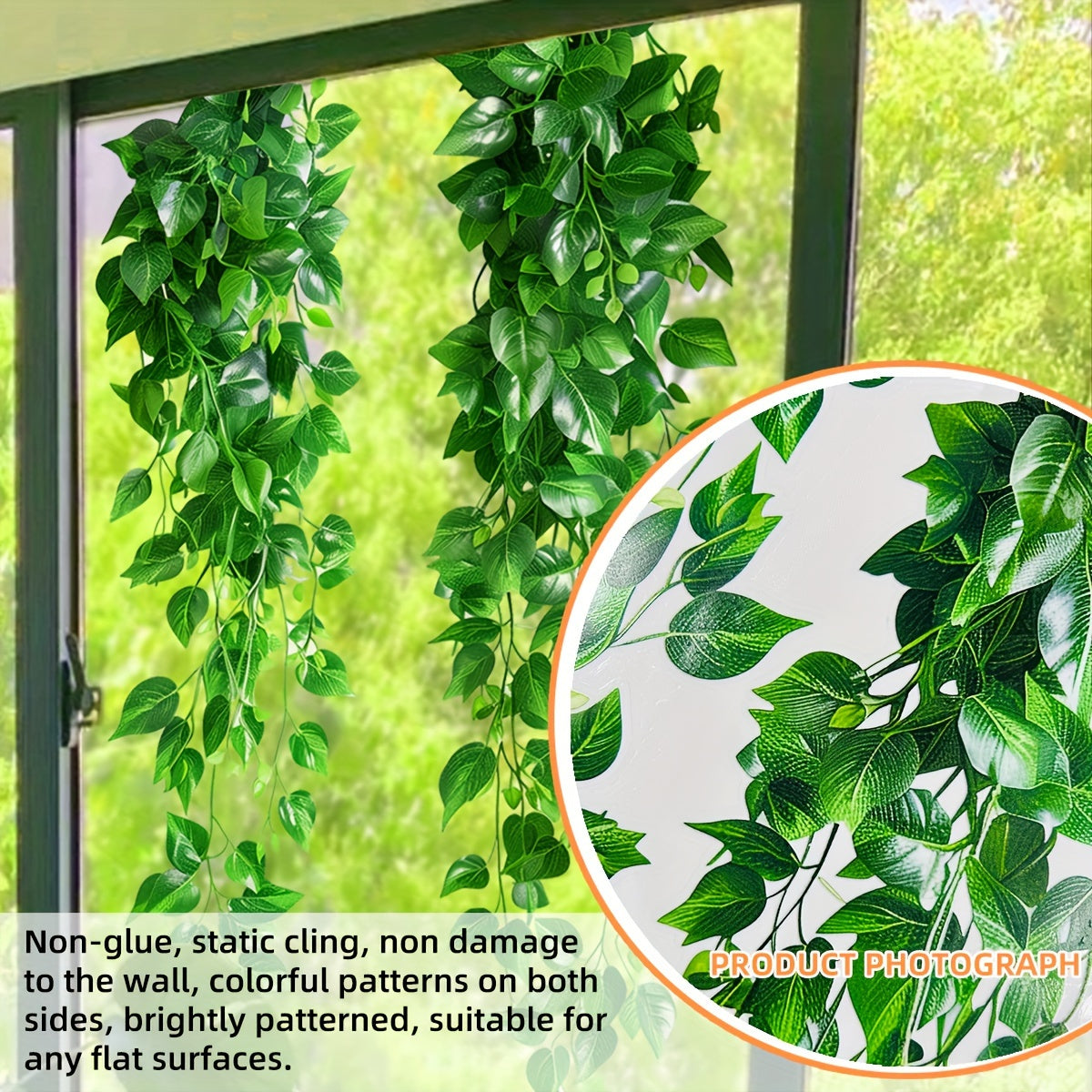 Modernize your living space with our Electrostatic Reusable Double-Sided Leaf Vine Wall Decal made from self-adhesive PVC, perfect for glass and windows. Add a touch of contemporary style to your home decor.