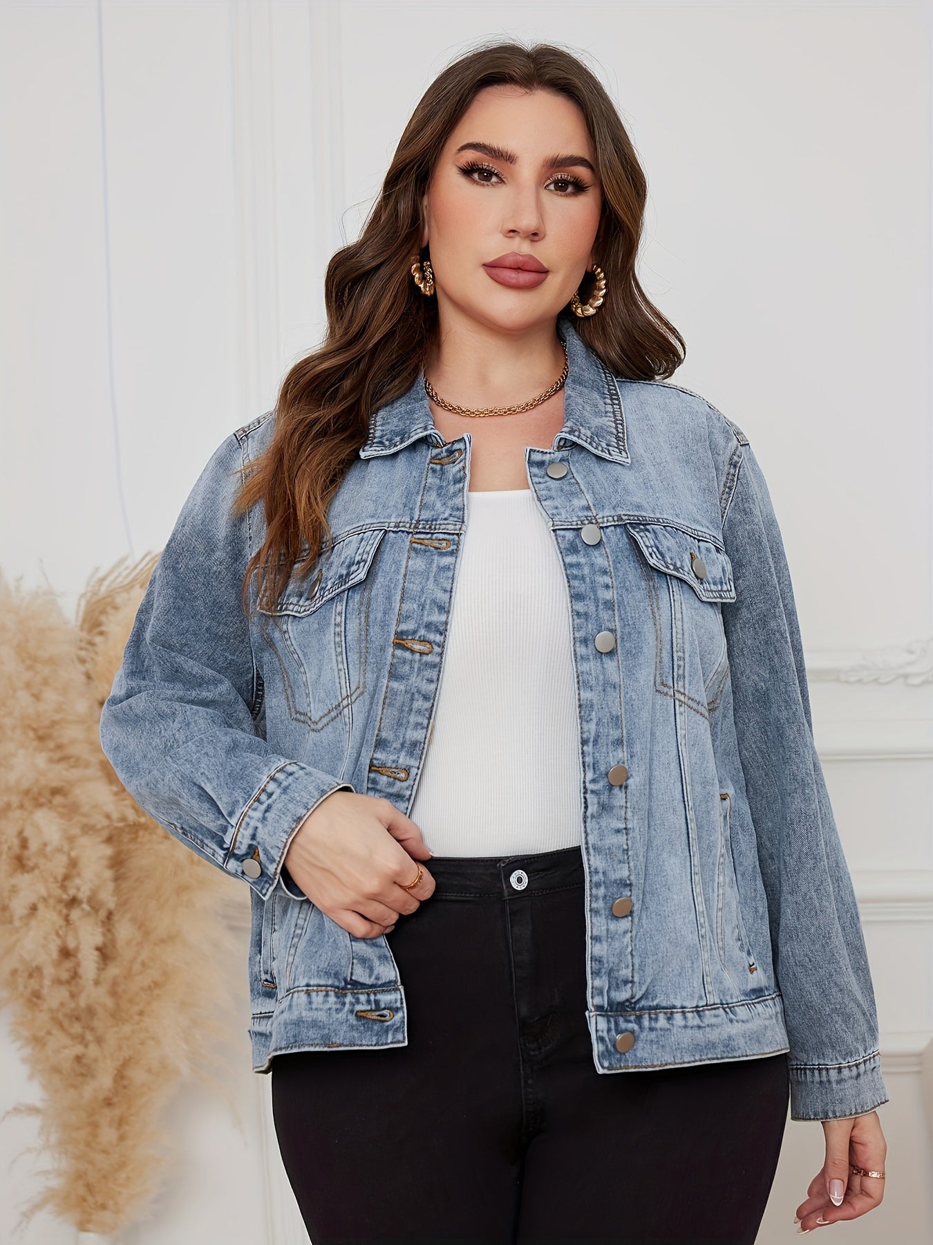 Drop shoulder denim jacket