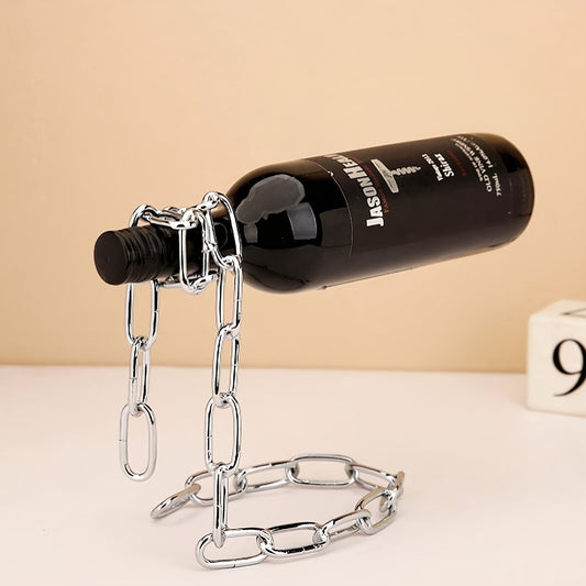 Iron Chain Wine Bottle Holder: Decorative Hanging Rack, Modern Home Decor Accessory - 1pc