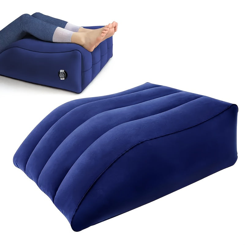 Inflatable Leg Pillow with Flocked Backrest - Enjoy Comfortable Relaxation, Reading, and Sleeping Anywhere with this Portable Air Cushion, Perfect for Outdoor Camping. Upgraded Valve for Easy Inflation.