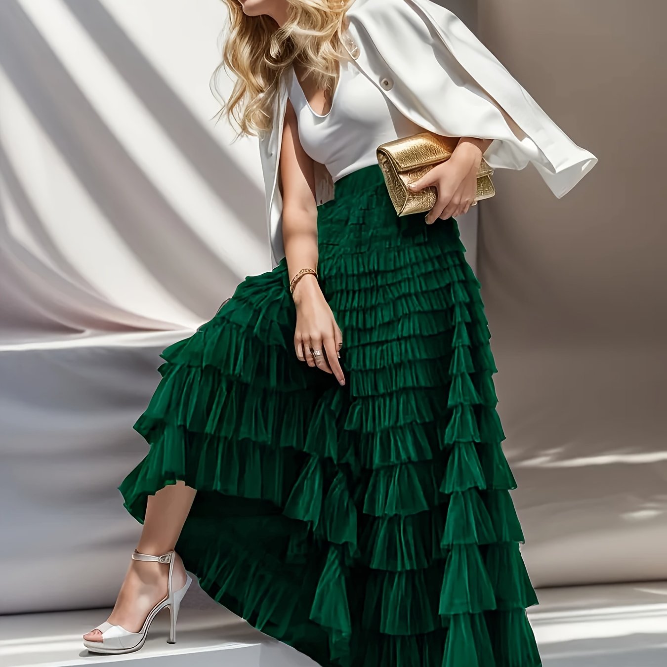 Multilayer Ruffles Tulle Skirt for Spring and Summer.