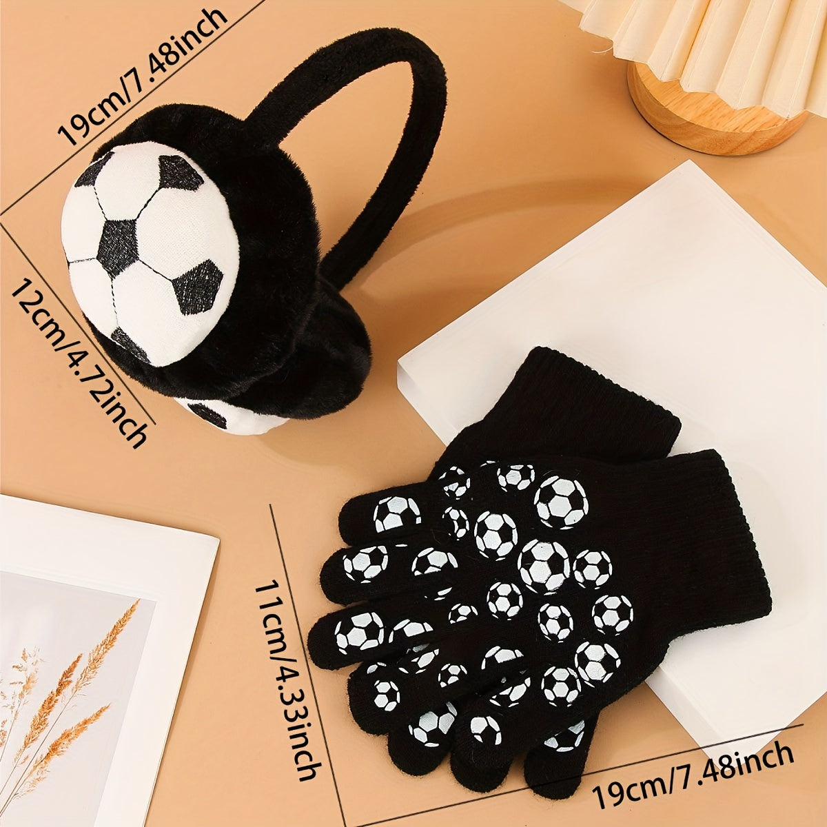 Stay warm and stylish with our Winter Sports Themed Acrylic Earmuffs and Gloves Set. These stretch fit ear warmers feature a knitting weave and are perfect for outdoor activities. Hand wash only. Suitable for both men and women, this unisex cold weather