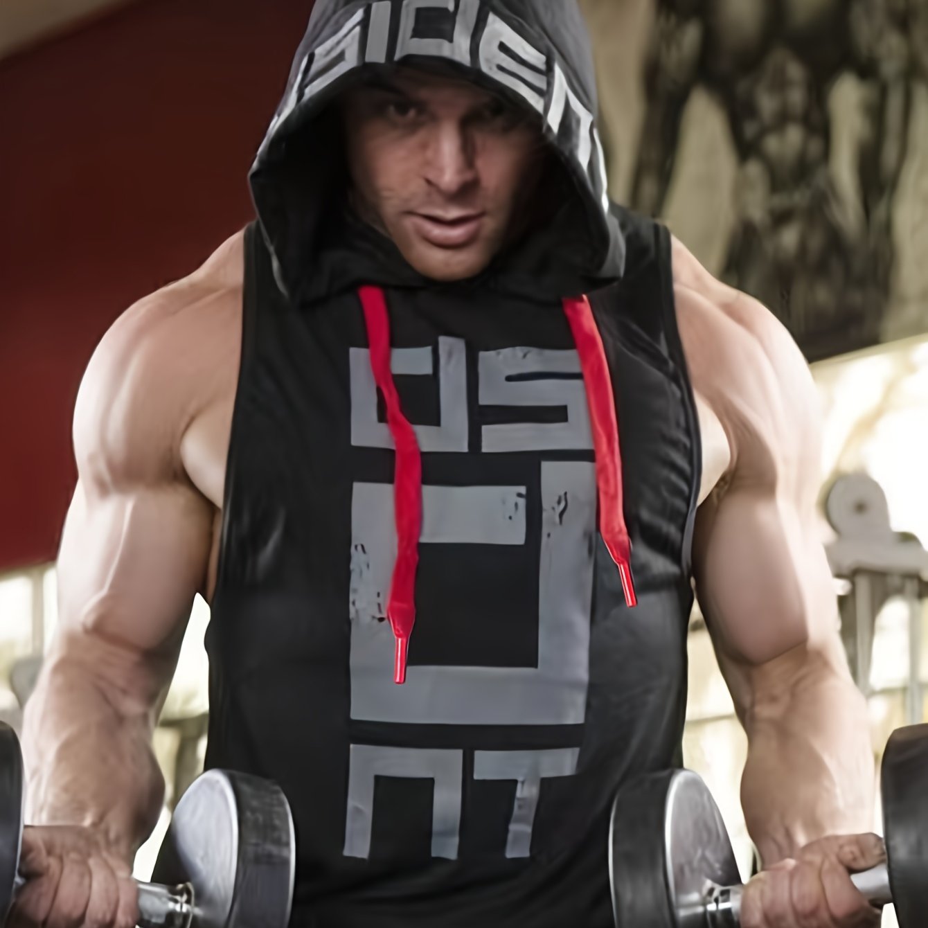 Men's hooded sports tank top for basketball and running, comfortable and breathable with quick-dry technology, perfect for spring and summer.