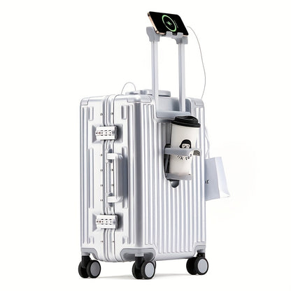 Durable Business Carry-On Luggage with Aluminum Frame, Spinner Wheels, and Combination Lock