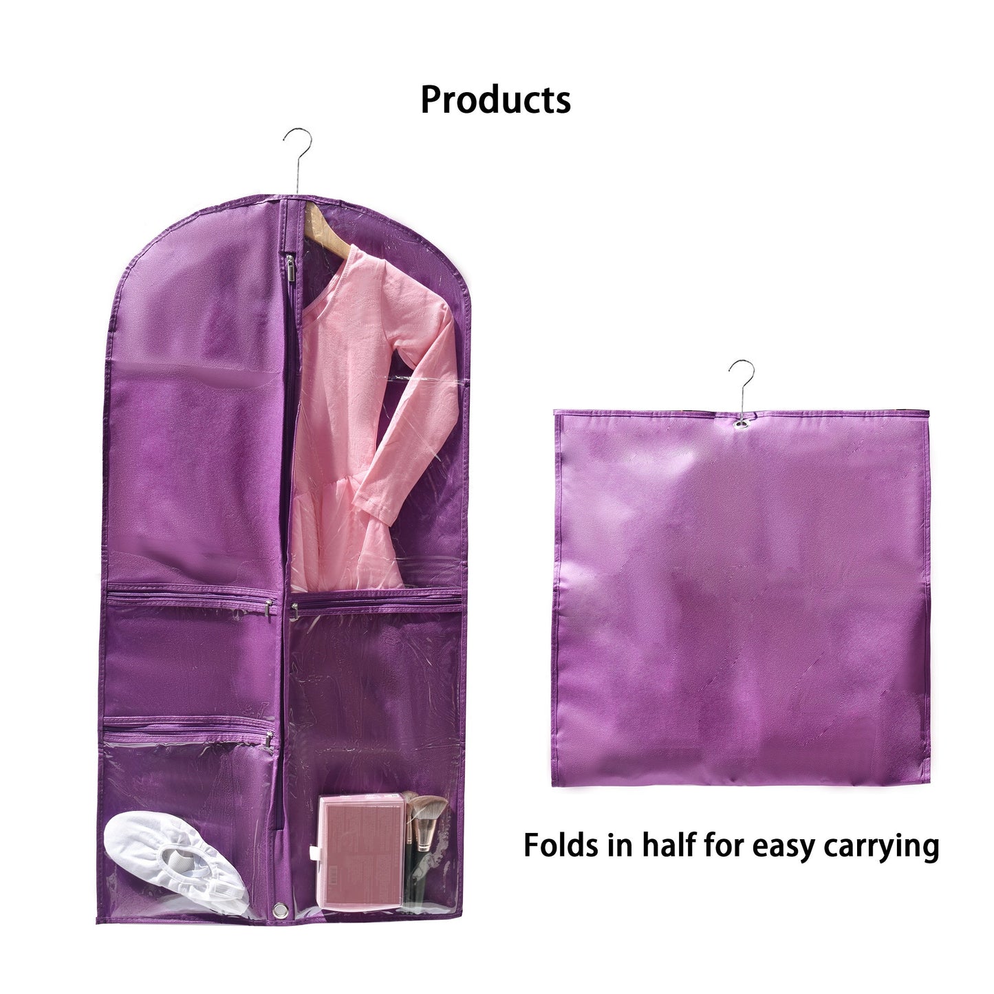 1 piece of Translucent Simple Dustproof Storage Bag, perfect for storing dance skirts or hanging clothes. Great for closet organization and travel. Features a visible translucent window, ideal for competitions, traveling, and storage. Makes a perfect