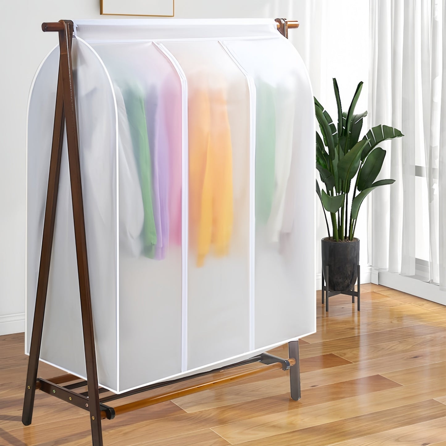 Semi-Transparent Garment Dust Cover with Full Zipper - Extra Large Size (49.78cm x 101.35cm x 119.89cm) - Moisture-Proof Wardrobe Organizer