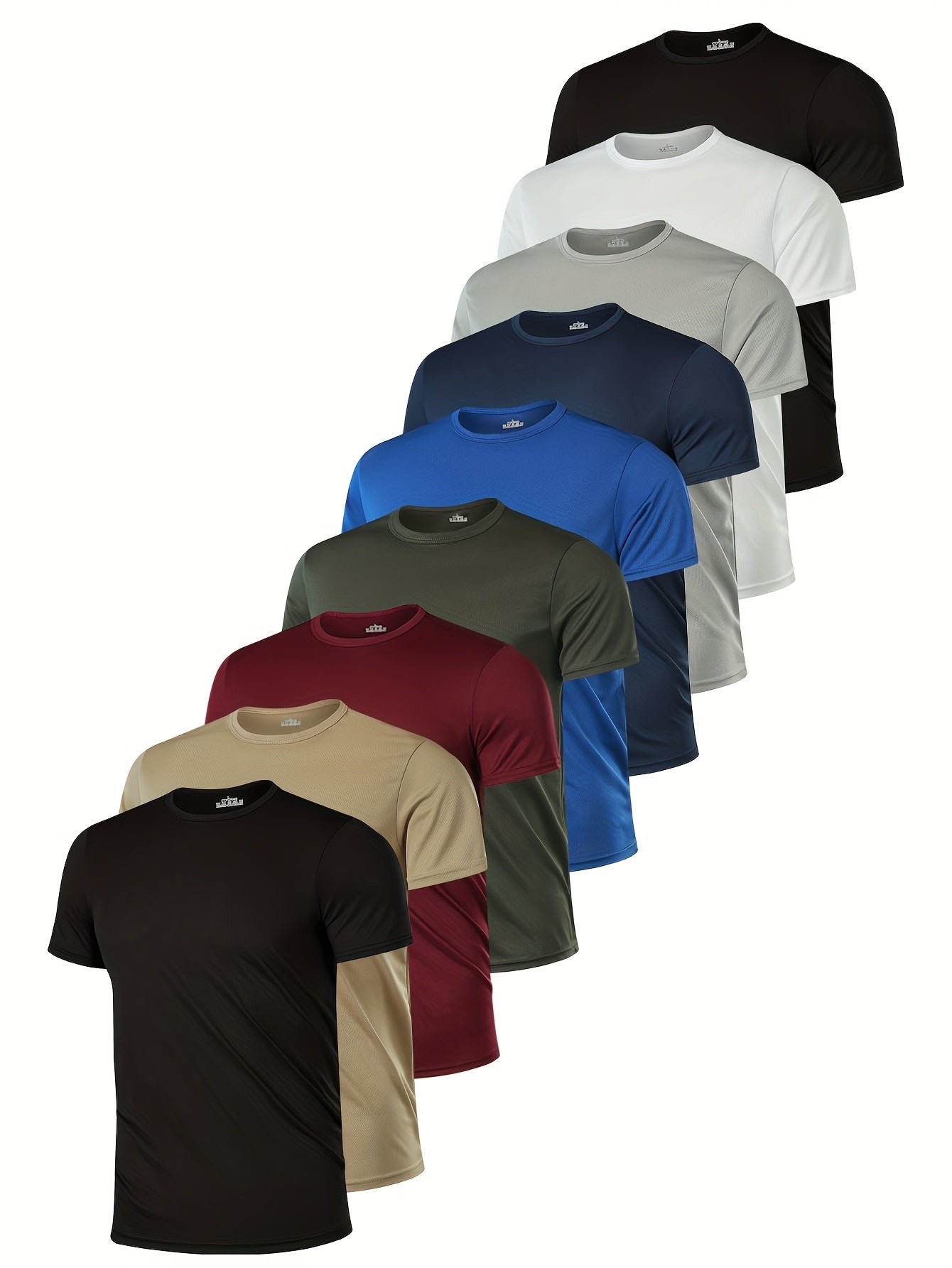 Men's Premium Solid Color Crew Neck T-Shirts - Breathable, Quick-Drying with Stretch - Ideal for Summer Activities in Various Colors