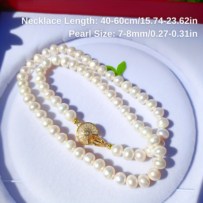 ZAYCAN Freshwater Pearl Necklace - Ideal for Celebrating Birthdays, Weddings, and Anniversaries | Genuine Pearls Featuring Distinct Growth Patterns