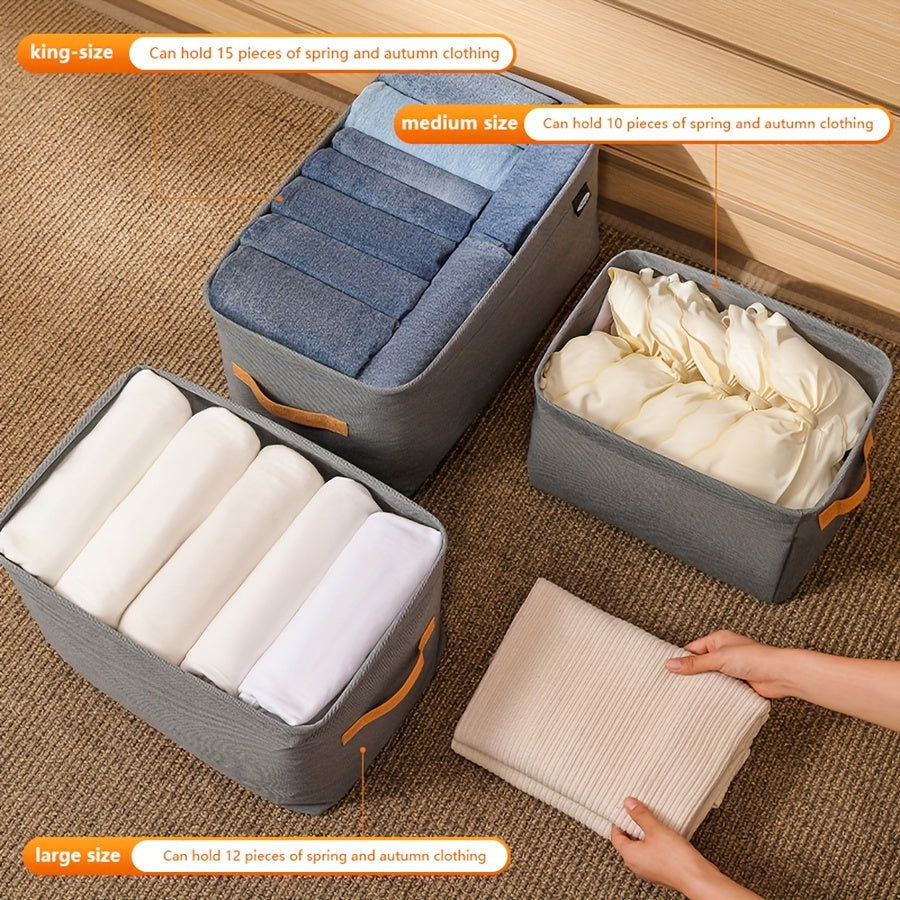 Versatile Clothes Storage Box, Portable Wardrobe Organizer with Handles