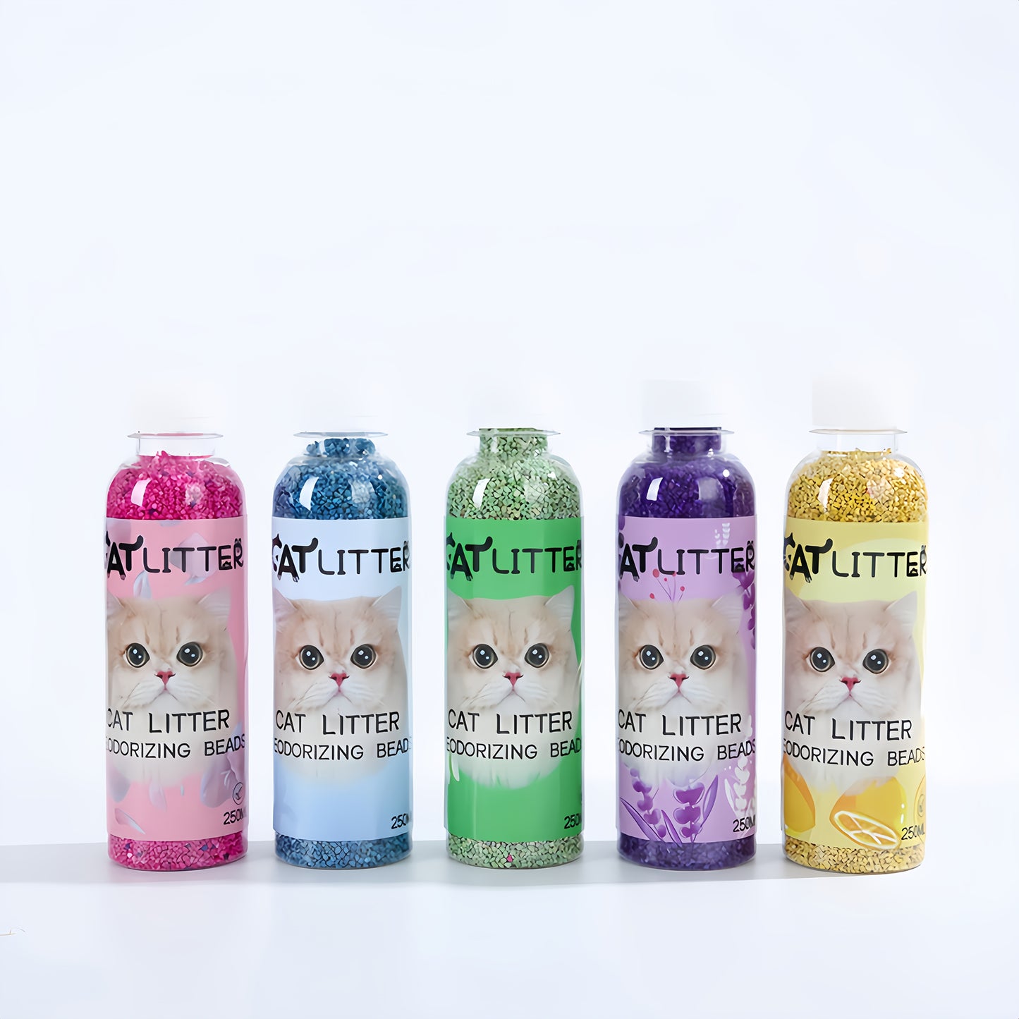 1 bottle of natural plant-based deodorizing beads with activated carbon granules for cat litter, eliminates odors and keeps pet environment clean and fragrant, suitable for cats.