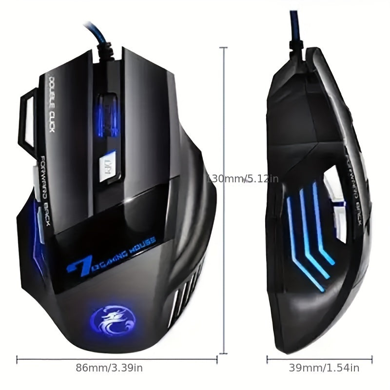 MCPIWOHY Gaming Mouse: 2.4G Wireless, RGB Light, 7 Buttons, Rechargeable Battery, Type-C Charging, 7200 DPI, Right-Handed, Windows 10, LaptopWireless.