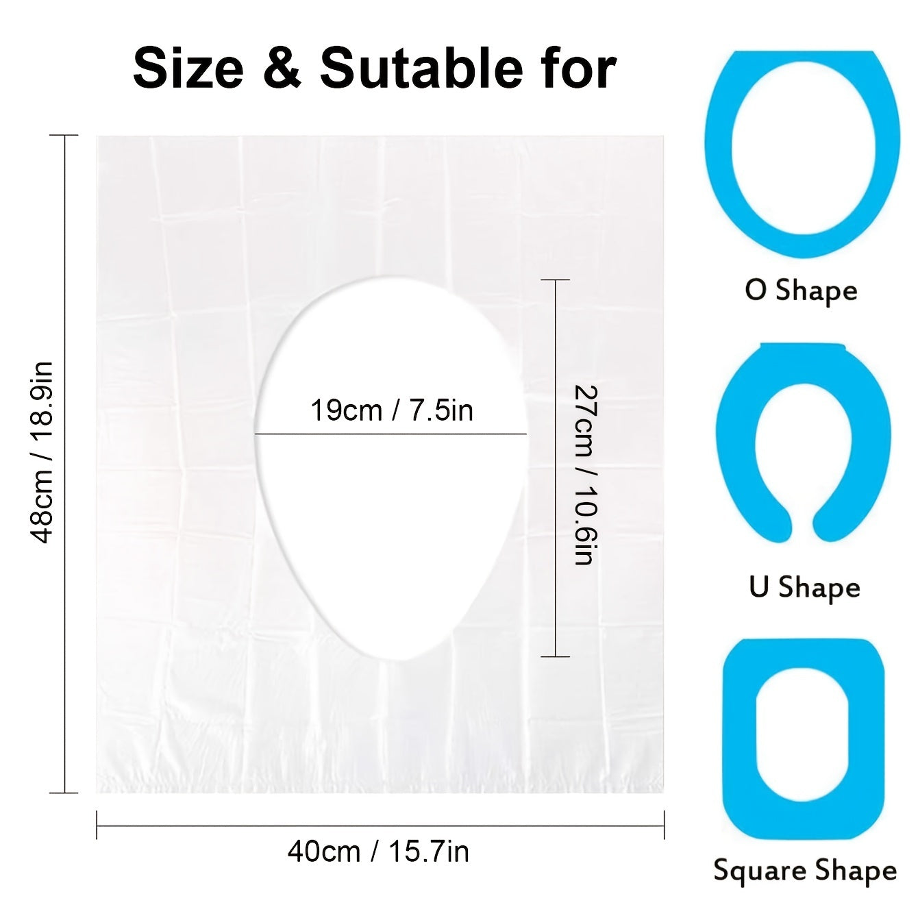 50 packs of disposable waterproof portable toilet seat covers with cushion paper for convenient travel use.