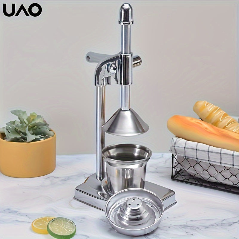 Multifunctional Commercial Juicer - Stainless Steel Manual Hand Press for Lemon, Orange, and Pomegranate Juice. Ideal for Home or Commercial Use. Double Die Flat Press with Long Handle Crank. Small and Efficient Juice Machine.