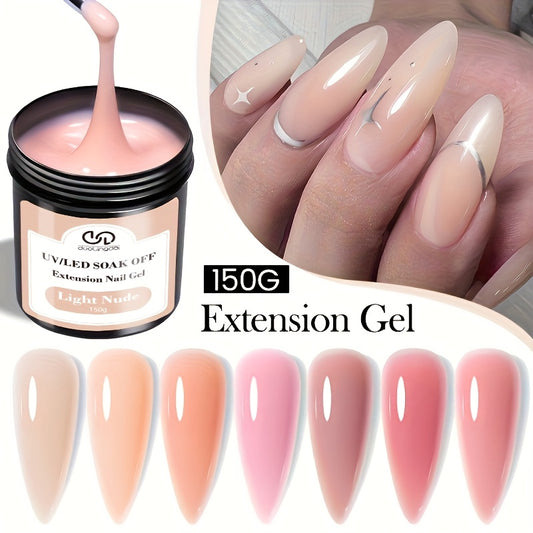 150g Fast-Dry Camouflage Color Acrylic Nail Extension Gel - UV/LED Compatible, Soak-Off Hard Jelly Formula, Odorless, Ideal for French Manicure and Nail Building Extensions, Gel Nail