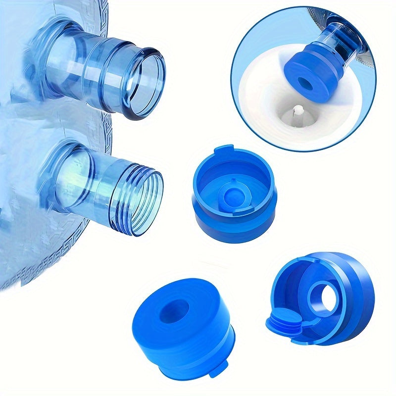 Food-grade silicone caps for various sized water jugs with wide mouths, anti-slip slot, thick plugs, and pull-tabs.