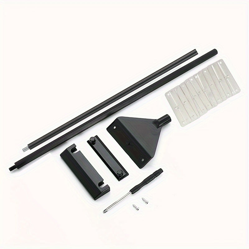 Algae scraper set for glass aquariums includes brush and net, made of durable stainless steel/aluminum alloy in various sizes.