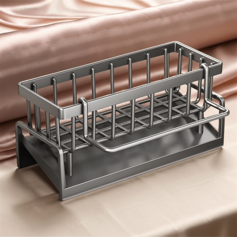 Multi-Function Plastic Sink Caddy Organizer - Convenient Storage Rack for Sponges, Soap, Brushes, Towels, Scrubbers - No-Drill Required - Perfect Bathroom and Kitchen Accessory Organizer